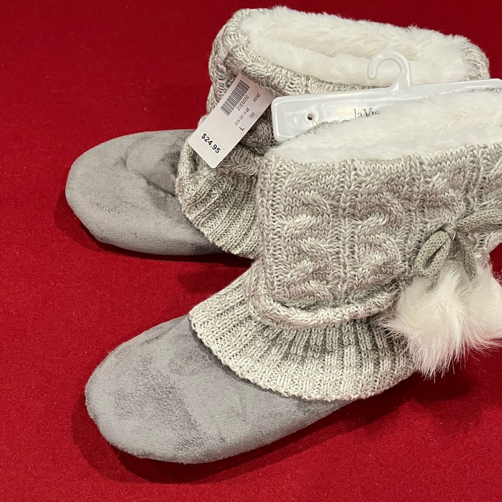 La Vie En Rose Fluffy Knit Slippers